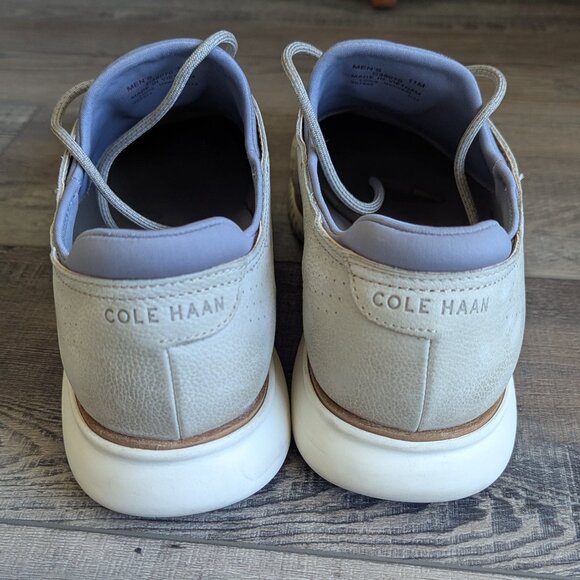 Cole Haan Men's 2.ZERØGRAND Lined Laser Wingtip Oxford Shoe Mortar Ivory Grey 11 - Picture 7 of 10